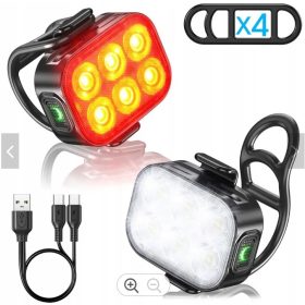    2x luci per bicicletta SPECTRE Q5 200lm anteriore posteriore 6LED