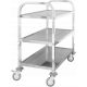 Carrello cameriere a 3 ripiani in acciaio inox, maniglia a profilo quadrato 750x400x835 mm | TECNICA, Linea Argento