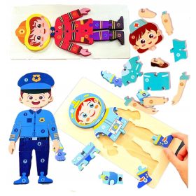    PUZZLE GRANDE 3D BLOCCHI IN LEGNO PUZZLE NICE PROFESSIONS SET DA 4