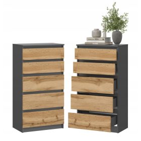    Cassettiera Sarameble 60 x 35 x 112,5 cm antracite, rovere wotan opaco