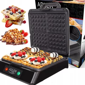    GRANDE PIASTRA PER WAFFLE ADLER AD3036 POTENTE 1500W 4 WAFFLE