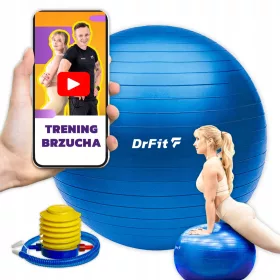  Palla per esercizi DrFit Fitness con pompa, 65 cm, blu