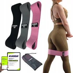  Un set di 3 mini fasce in tessuto per esercizi HIP BAND
