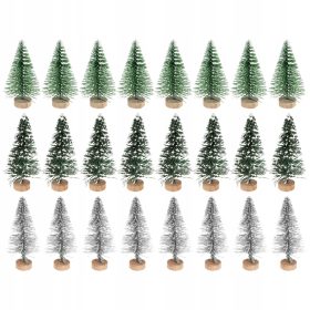  Albero di Natale Mini Piante Artificiali Neve 24 Pz