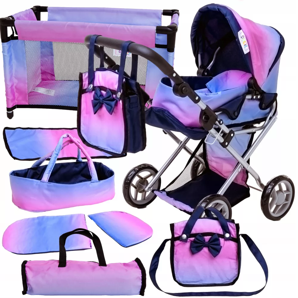 Passeggino Bambole 3 In 1 Doris - Pieghevole Con Accessori