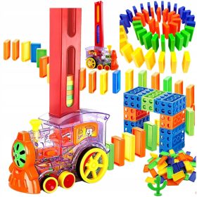   DOMINO CODA DEL TRENO LOCOMOTIVA BLOCCHI IMPILABILI MUSICA LUCE REGALO