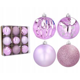  PALLE PER ALBERO DI NATALE, VIOLA, 8 cm, SET da 9 pz