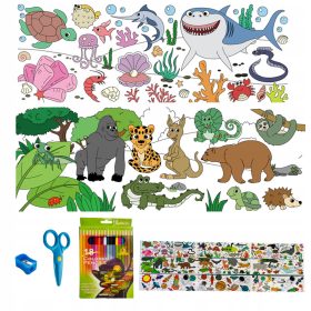    Libri da colorare per bambini Set da 3 pz x300 cm + Pastelli + Forbici