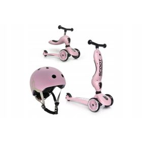    Monopattino a tre ruote Scoot & Ride 96270, rosa + Casco da bicicletta Scoot and Ride 96323, XXS