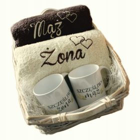    Asciugamani regalo di nozze con tazze ricamate Set regalo di asciugamani per moglie e marito