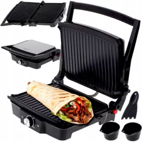    Contact, panini, pieghevole, grill elettrico tradizionale Camry CR 3061 nero 2500 W + Scheda garanzia prodotto