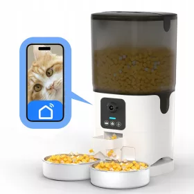   DISPENSER AUTOMATICO DOPPIO ALIMENTO PER GATTI 7L CON TELECAMERA HD1080P Wi-Fi
