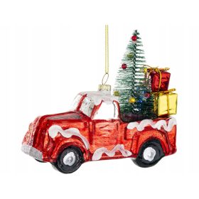    Sfera di VETRO 12 x 13,5 x 6 cm Decorazione per albero di Natale - AUTO CON REGALI