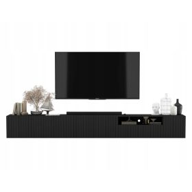    Mobile TV sospeso Modern Glamour, cassettiera TV, Nero Opaco, 300 cm