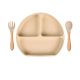  Piatto in silicone con ventosa per bambini + posate beige BLW 6m+ Chichi