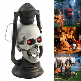    LANTERNA CON TESCHIO DI HALLOWEEN, LAMPADA A LED PER FESTA DI HALLOWEEN