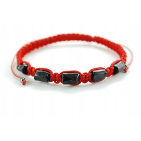    Bracciale felicità filo rosso TORMALINA NERA pietra protettiva macramè