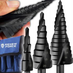   Set di 3 punte per trapano a cono a gradino HSS SPIRAL per metallo da 4-32 mm FORTE