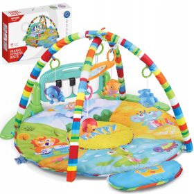    TAPPETO EDUCATIVO CON PIANOFORTE Interattivo, massaggiagengive, specchio, TONDO COLORATO