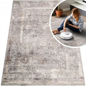    TAPPETO VALENCIA MODERNO MARRONE GRIGIO ALLA MODA MORBIDO PER IL SOGGIORNO 160x230
