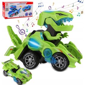    AUTO DINOSAURO AUTO 2 IN 1 COLORI LED GIRI SONORI GIOCANDO AI DINOSAURI + GIOCATTOLO SENSORIALE ANTISTRESS PER BAMBINI PUSH BUBBLE POP IT ANTI STRESS