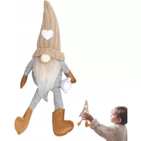    ELEFANTE CON BARBA, GNOMO DI NATALE CON TAZZA NEL CAPPELLO, NANO, ELFO, BEIGE