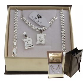    CATENA DI ARMATURA DA UOMO IN ARGENTO COMPLETO CON PENDENTE PR. 925 + INCISIONE GRATUITA