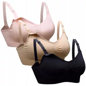    Set 3 reggiseni donna incinta in allattamento in poliammide senza cuciture taglia L/XL + estensore per reggiseno