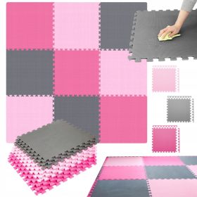    Tappetino in schiuma Pretoriani 180x180 cm 9 pz. rosa e grigio