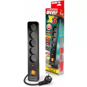   Cavo prolunga Acar X5 strip 3m 5 prese, anti-sovratensione, Nero