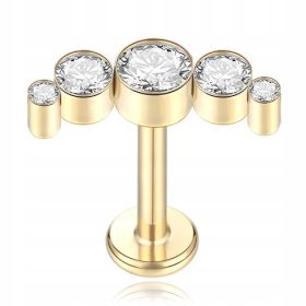  ORECCHINO HELIX LABRET ZIRCONI ORO OPALE TITANIO 1.2/6