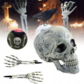    OSSA DELLO SCHELETRO DI HALLOWEEN SPAVENTOSO CON PIEDINI DA PRATO