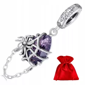   G804 Perline di cristallo con ciondolo in argento con ragno di cristallo viola