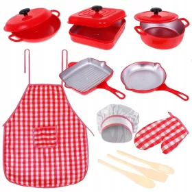    SET CUCINA GRANDE per bambini PENTOLE PIATTI POSATE ACCESSORI 14 pz.