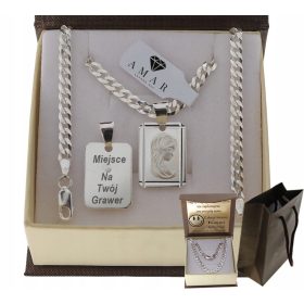    CATENA D'ARMATURA DA DONNA IN ARGENTO COMPLETA CON MEDAGLIA PR 925 + INCISIONE GRATUITA