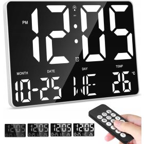    OROLOGIO DA PARETE ELETTRONICO DIGITALE CON TELECOMANDO TEMPERATURA DATA SVEGLIA LED