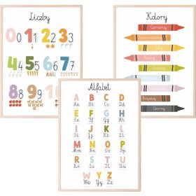    Set 3 poster A3 MONTESSORI Alfabeto Educativo Numeri Colori Varie fantasie