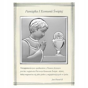    Quadretto della Santa Comunione - ricordo della Prima Comunione per un ragazzo 15,5x21,5 cm