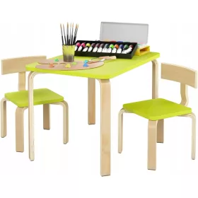    SET MOBILI 2 SEDIE TAVOLO DA GIOCO PER BAMBINI VERDE ANGOLI ARROTONDATI