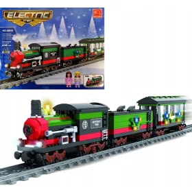    Treno elettrico di blocchi di costruzione Treno di Natale alimentato con locomotiva a binario