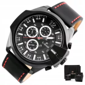    G. ROSSI OROLOGIO DA UOMO ESCLUSIVO + SCATOLA + INCISIONE cronografo datario pelle