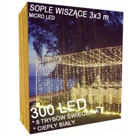    TENDA GHIRLANDA ICILS LAMPADE LED 8 MODALITÀ BIANCO CALDO 3x3m