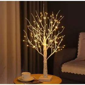   ALBERO DI NATALE DECORATIVO, BETULLA LUMINOSA A LED, 50 cm, LAMPADE BIANCO CALDO