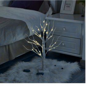    ALBERO DI NATALE DECORATIVO, BETULLA LUMINOSA A LED, 60 cm, LAMPADE BIANCO FREDDO