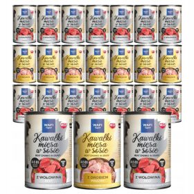    WAFI ALIMENTO UMIDO PER CANI IN PEZZI IN SALSA 24x415G 75% CARNE IN PEZZI