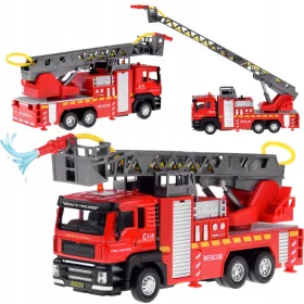   Autopompa dei vigili del fuoco con scala che spruzza acqua ZA4641