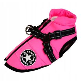    GIACCA ABBIGLIAMENTO CANE CALDO GILET INVERNALE ROSA CON PETTORINA S