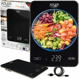    Bilancia da cucina Adler AD3177B nera 10 kg + SCHEDA GARANZIA PRODOTTO
