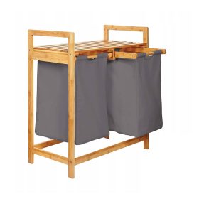    AD.CON Portabiancheria da appoggio 60 lt, tonalità grigio e argento