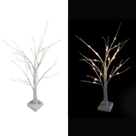    ALBERO LUMINOSO 24 LAMPADE LED 60 cm DECORAZIONE TELECOMANDO BETULLA BIANCA